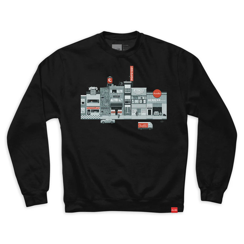 Chocolate Skateboards Pixel City Crewneck Fleece - Black