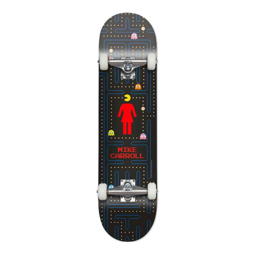 Crailstore Canada. Mike Carroll Pac-Man Complete - Full skateboard setup featuring Pac-Man themed graphic, Girl branding, and white wheels. Ideal for all skill levels.