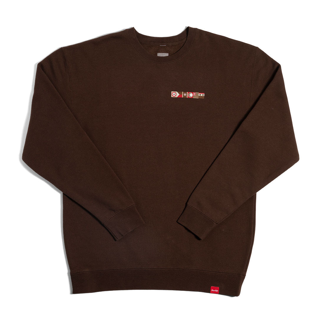 Crailstore Canada. Chocolate Flyin' The Flag Crew - Midweight fleece crewneck with relaxed fit, ribbed collar, cuffs, and hem.