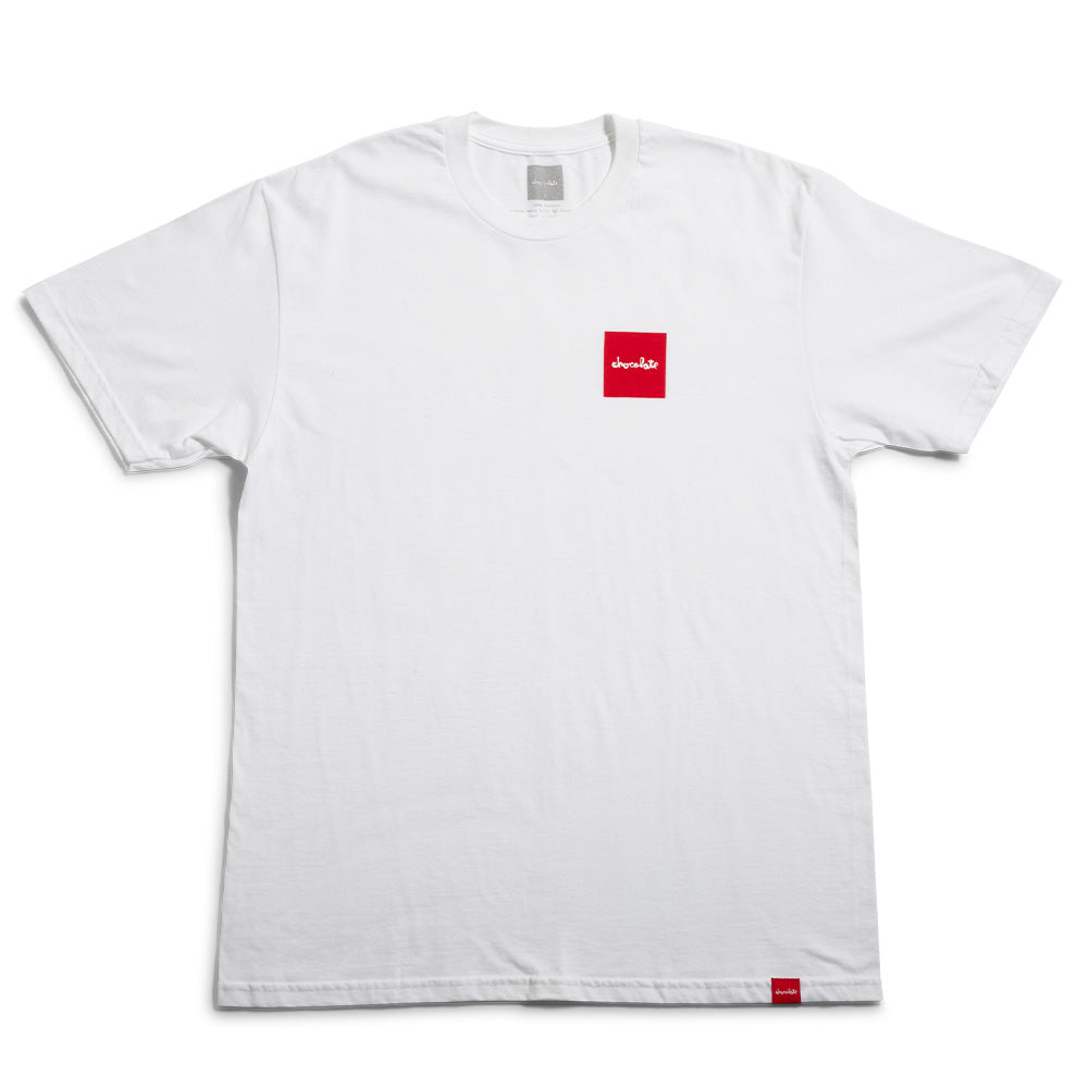 Crailstore Canada. Chocolate Red Square Tone Tee (White) - Front view of short sleeve tee with subtle front detail and relaxed fit.