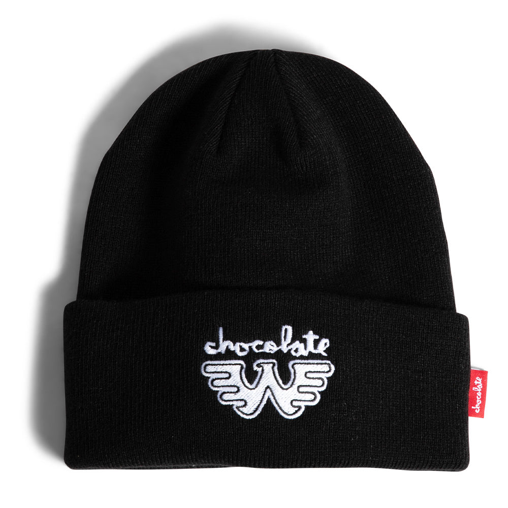 Crailstore Canada. Chocolate Waylon W Beanie (Black) - Black cuffed beanie with embroidered Waylon W logo on the front. Ribbed knit and soft acrylic texture.