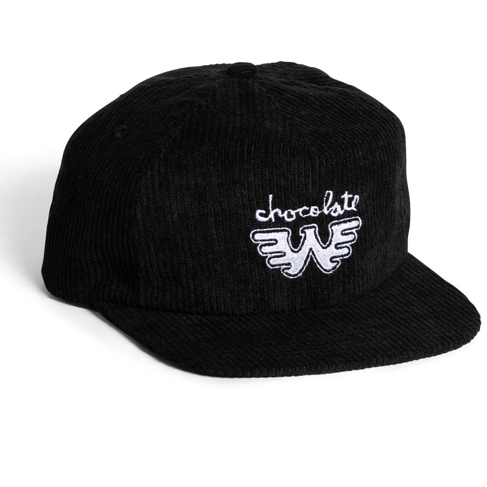 Crailstore Canada. Chocolate Waylon W Cord Hat (Black) - Side view highlighting soft corduroy texture and low-profile crown design.