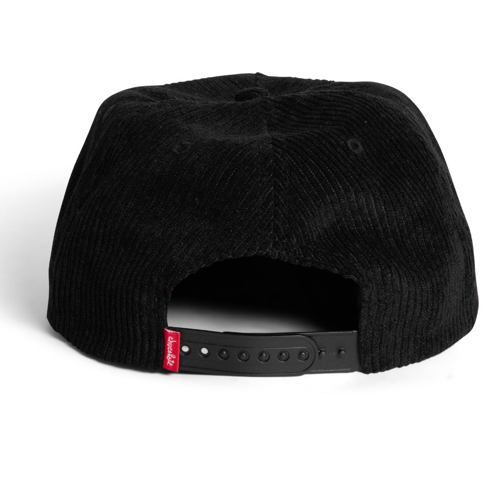 Crailstore Canada. Chocolate Waylon W Cord Hat (Black) - Back view with adjustable strap closure and clean rear panel.