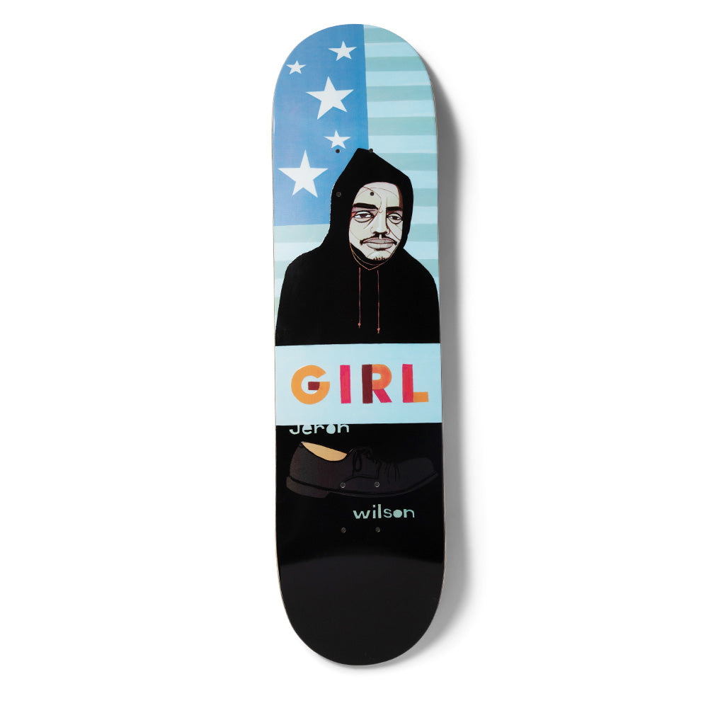 Crailstore Canada. Girl Jeron Wilson Hecox Portrait Deck - Bottom view of standard popsicle shape deck with clean layout and Girl branding.