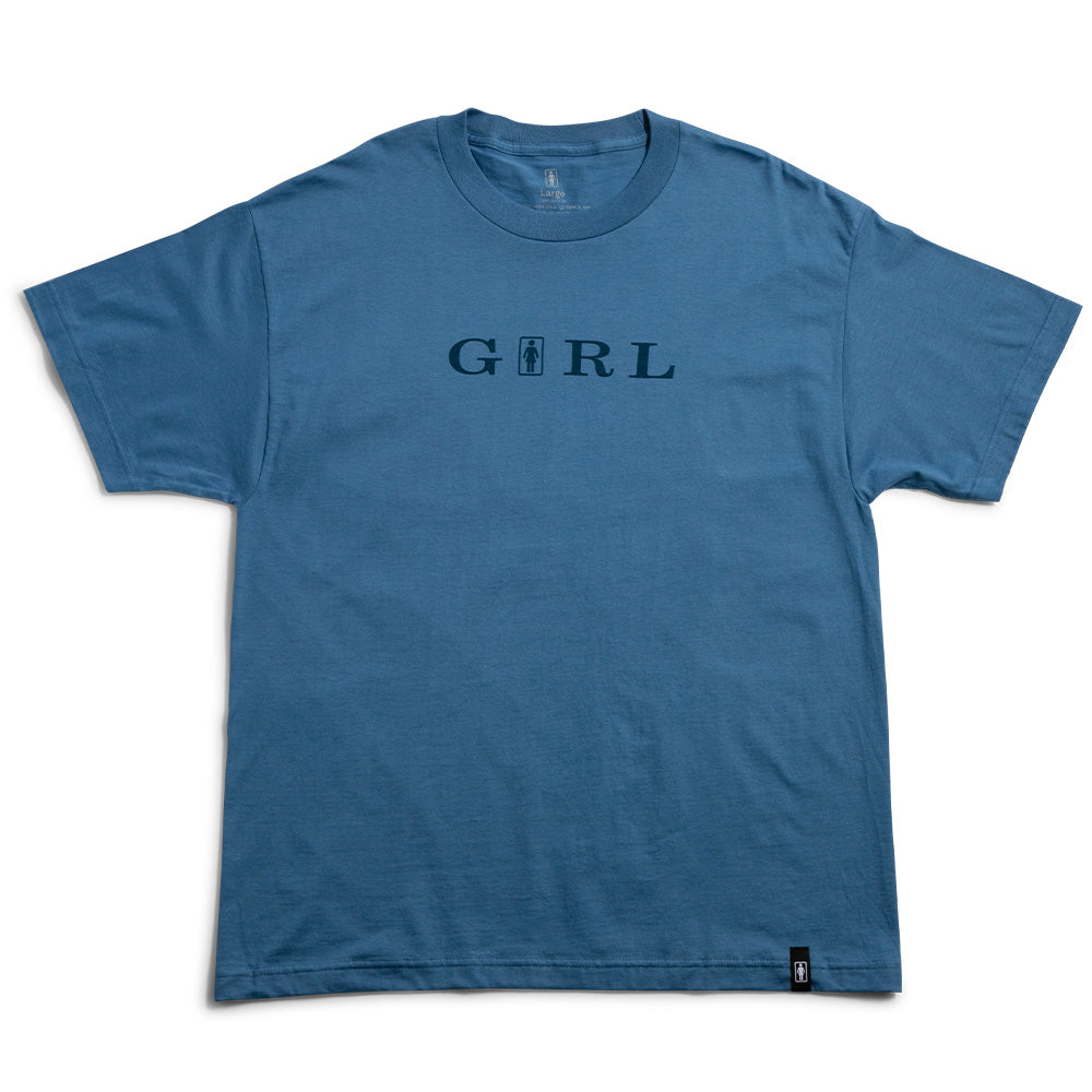 Crailstore Canada. Girl Serif Full Tee (Harbor Blue) - Harbor blue tee featuring front serif-style logo. Lightweight cotton with standard fit.