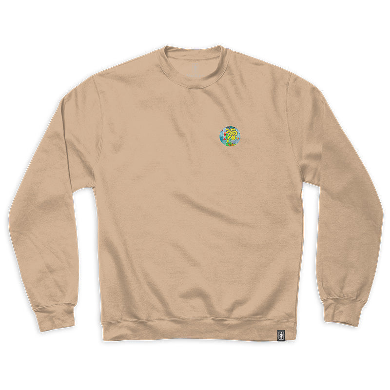 Crailtap Canada. Lance Crewneck (Sand) - Front view of 8.5 oz midweight cotton/poly fleece crewneck with clean chest and relaxed standard fit.