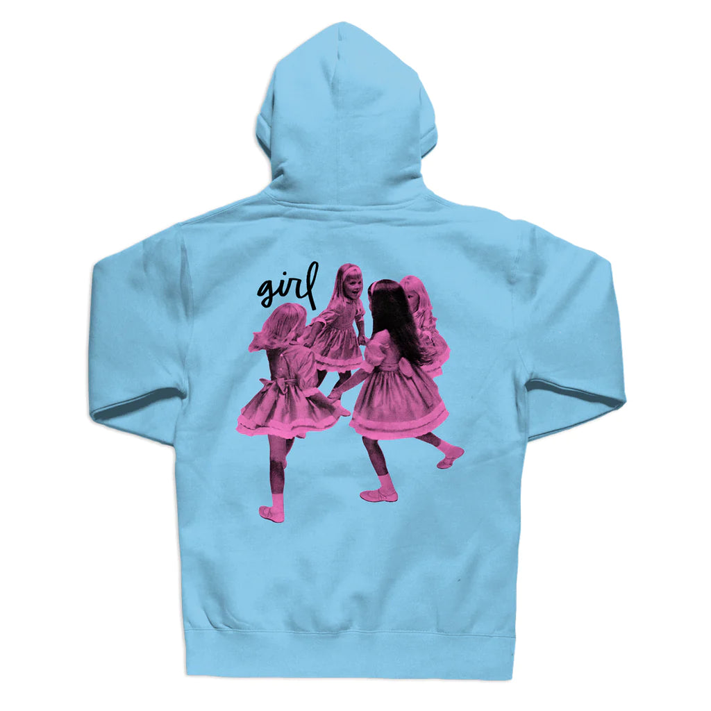 girl skateboards schoolyard pullover hoodie aqua front