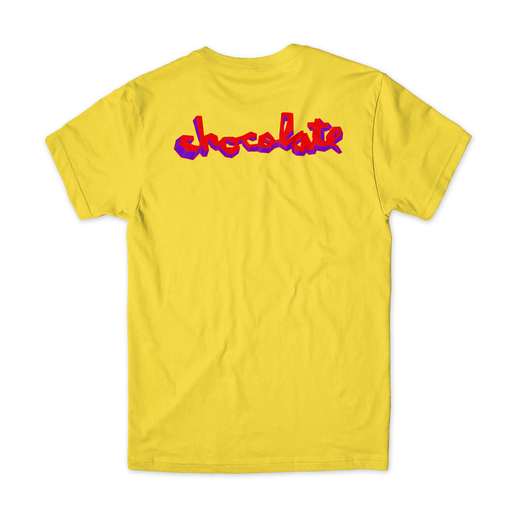 CHOCOLATE SKATEBOARDS LIFTED SQUARE YOUTH TEE YELLOW BACK