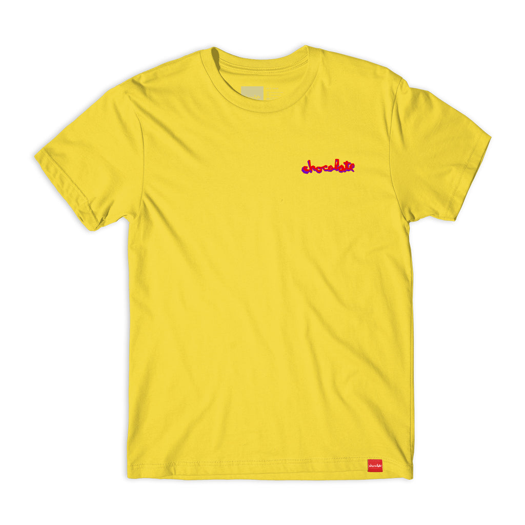 CHOCOLATE SKATEBOARDS LIFTED SQUARE YOUTH TEE YELLOW FRONT