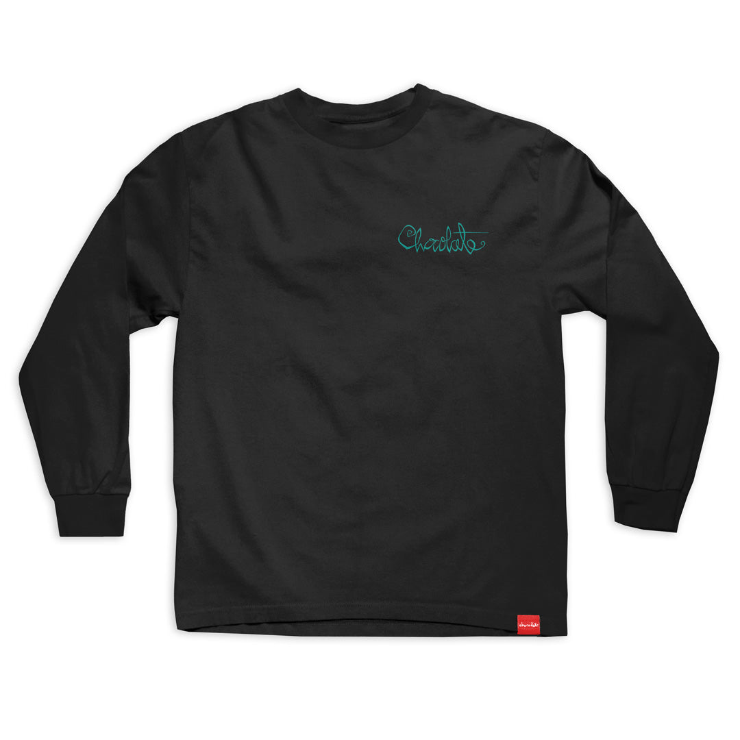 Chocolate skateboards og script long sleeve tee black