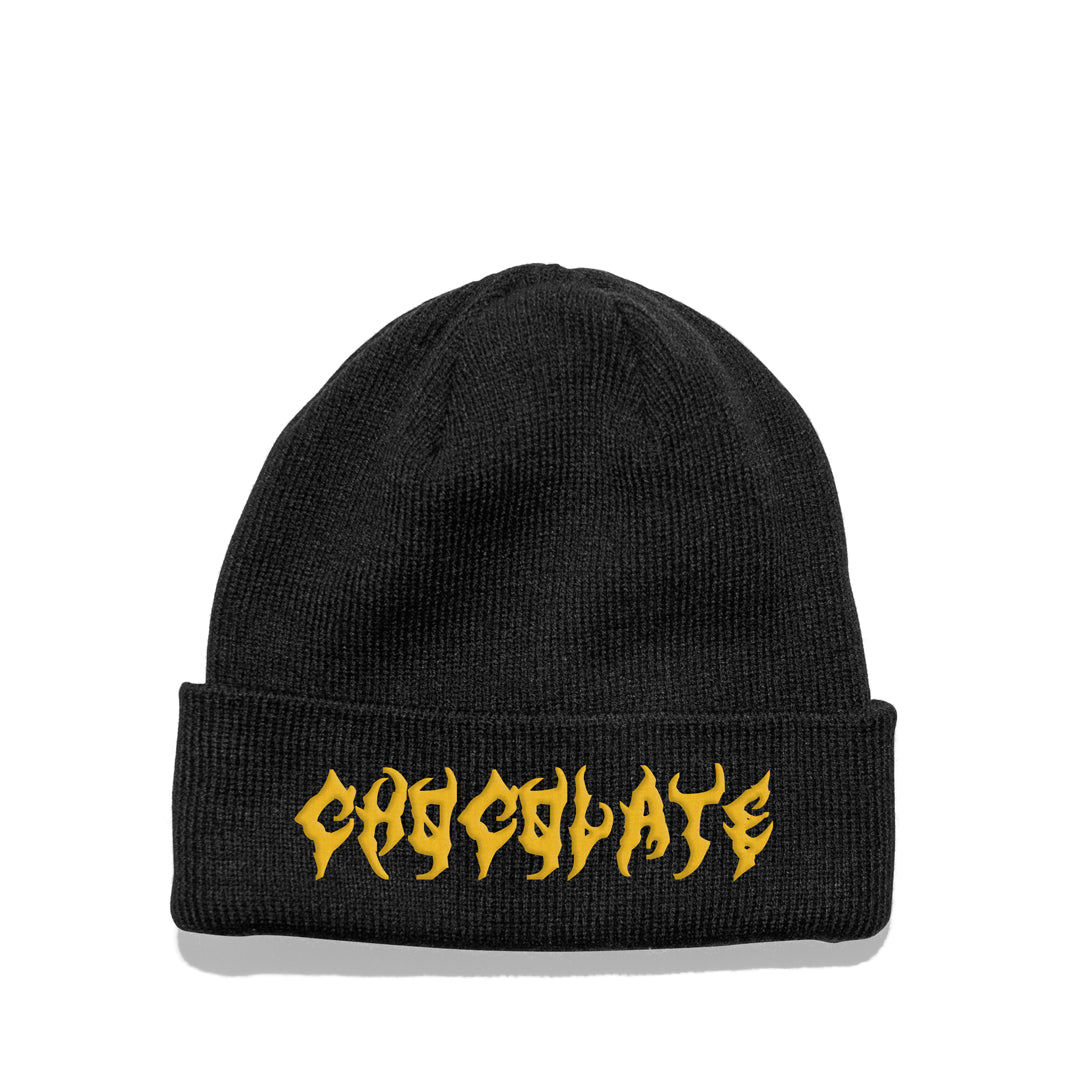 chocolate skateboards death beanie hat black gold