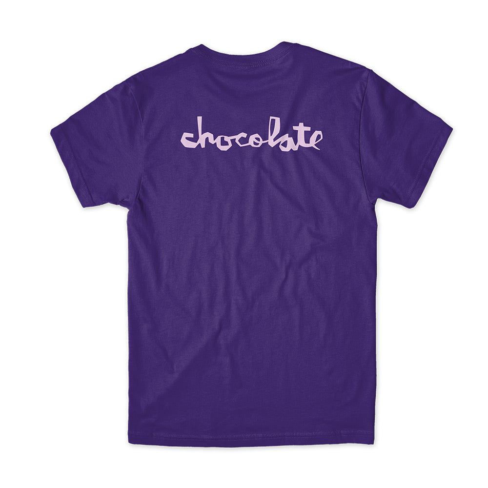 chocolate skateboards square tshirt purple back