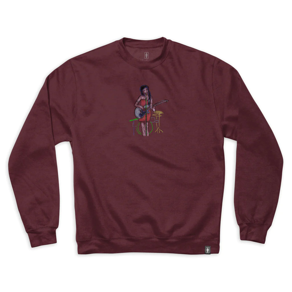 girl skateboards cherry crewneck hoodie maroon front