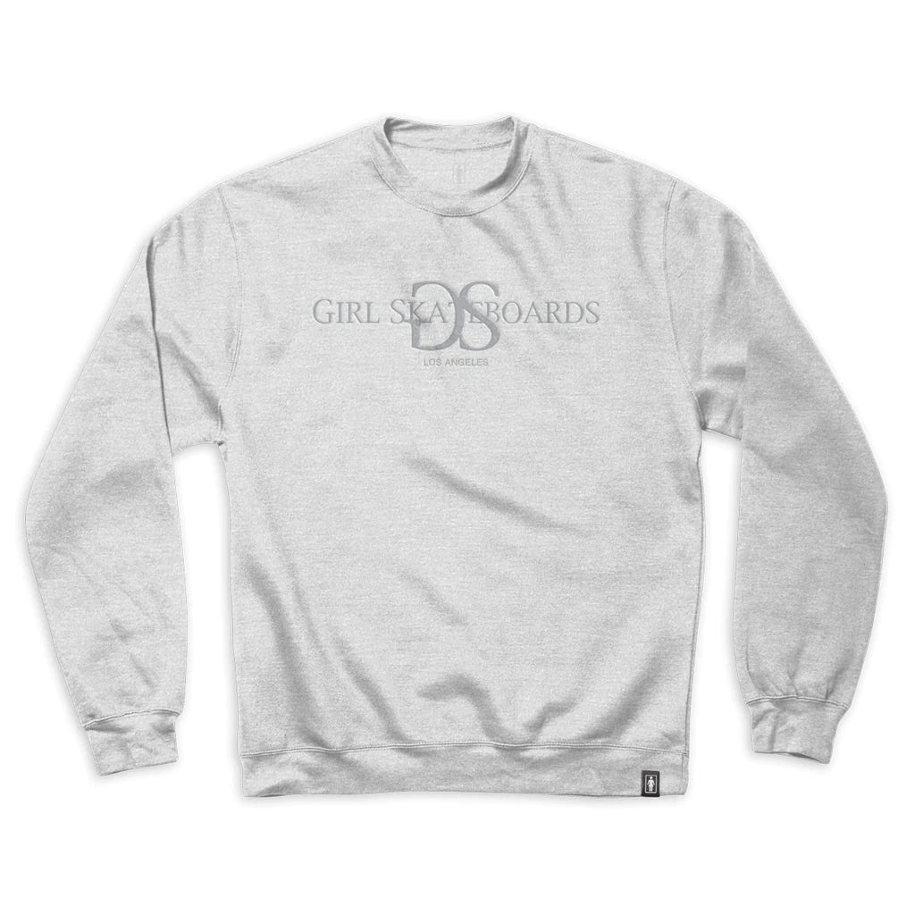 girl skateboards gsla tonal heavy crewneck hoodie heather front