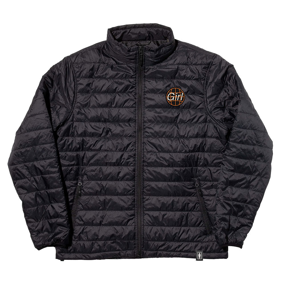 girl skateboards intl puffer jacket black