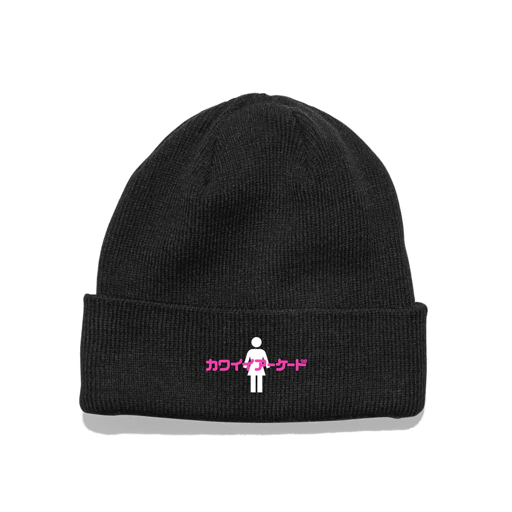 girl skateboards kawaii arcade beanie hat black front