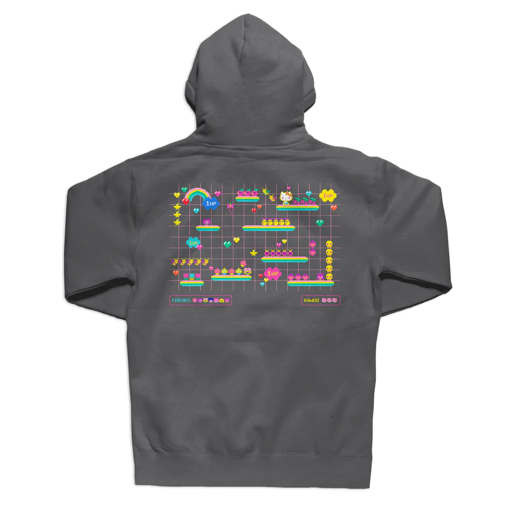 girl skateboards kawaii arcade level up pullover hoodie charcoal