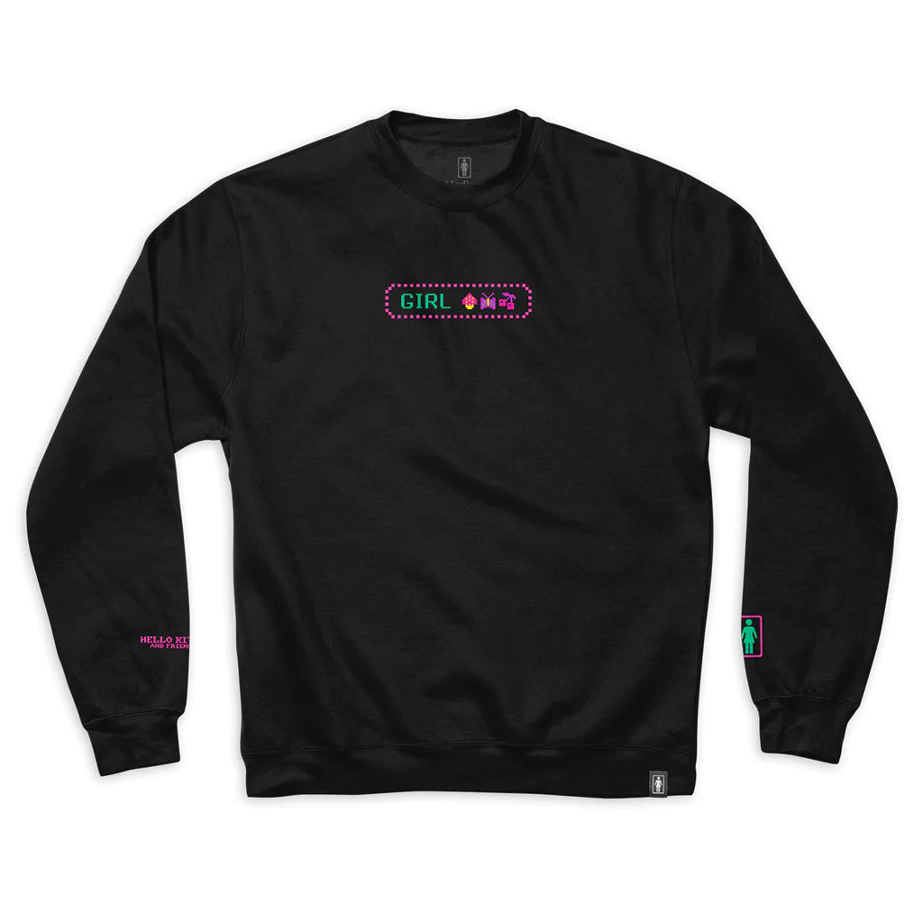 girl skateboards kawaii arcade power up crewneck hoodie black