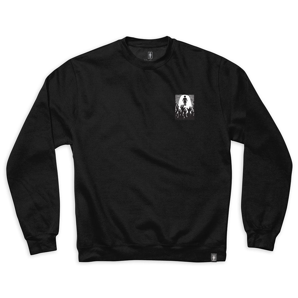 girl skateboards praise one off pullover crewneck black