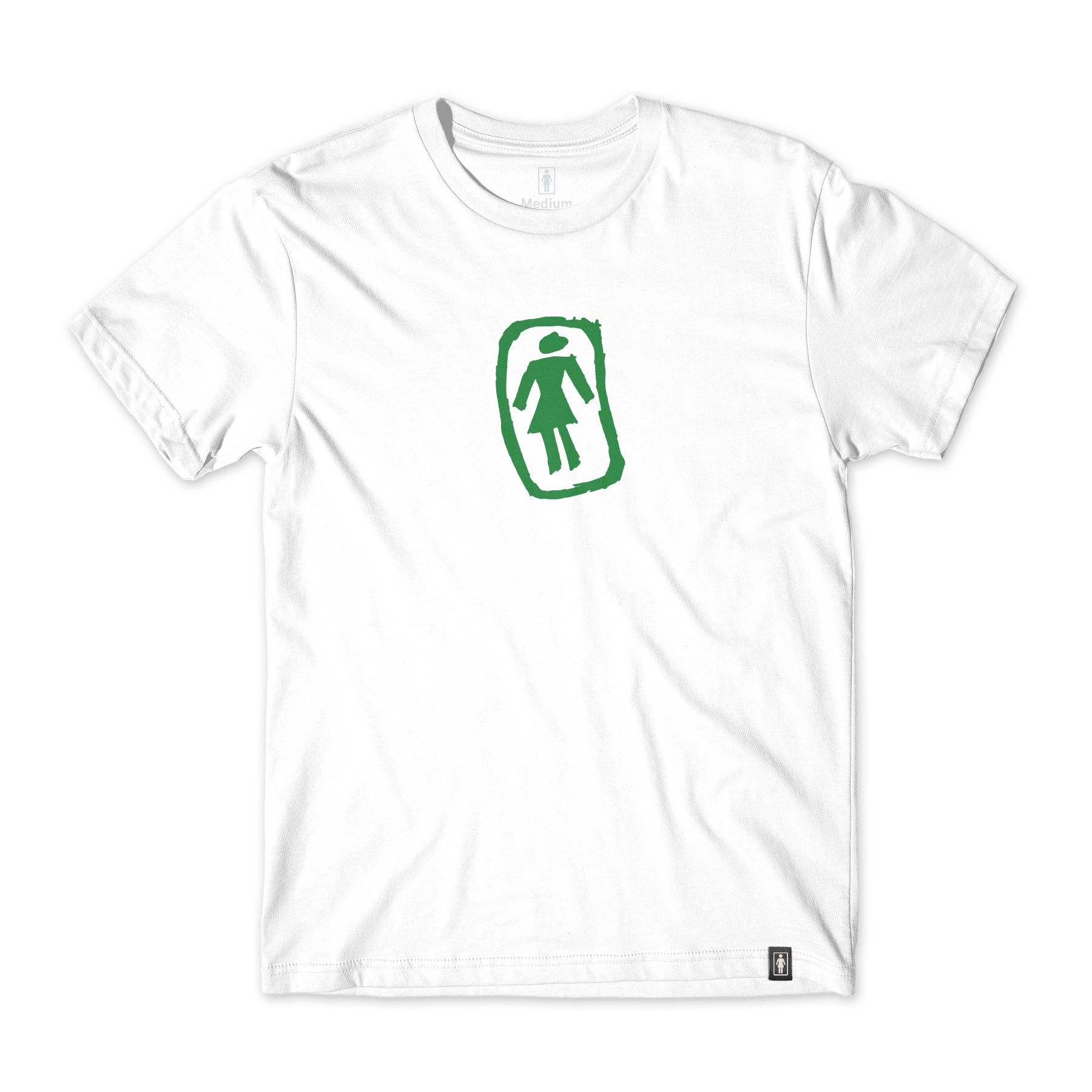 girl skateboards sketch youth tee white