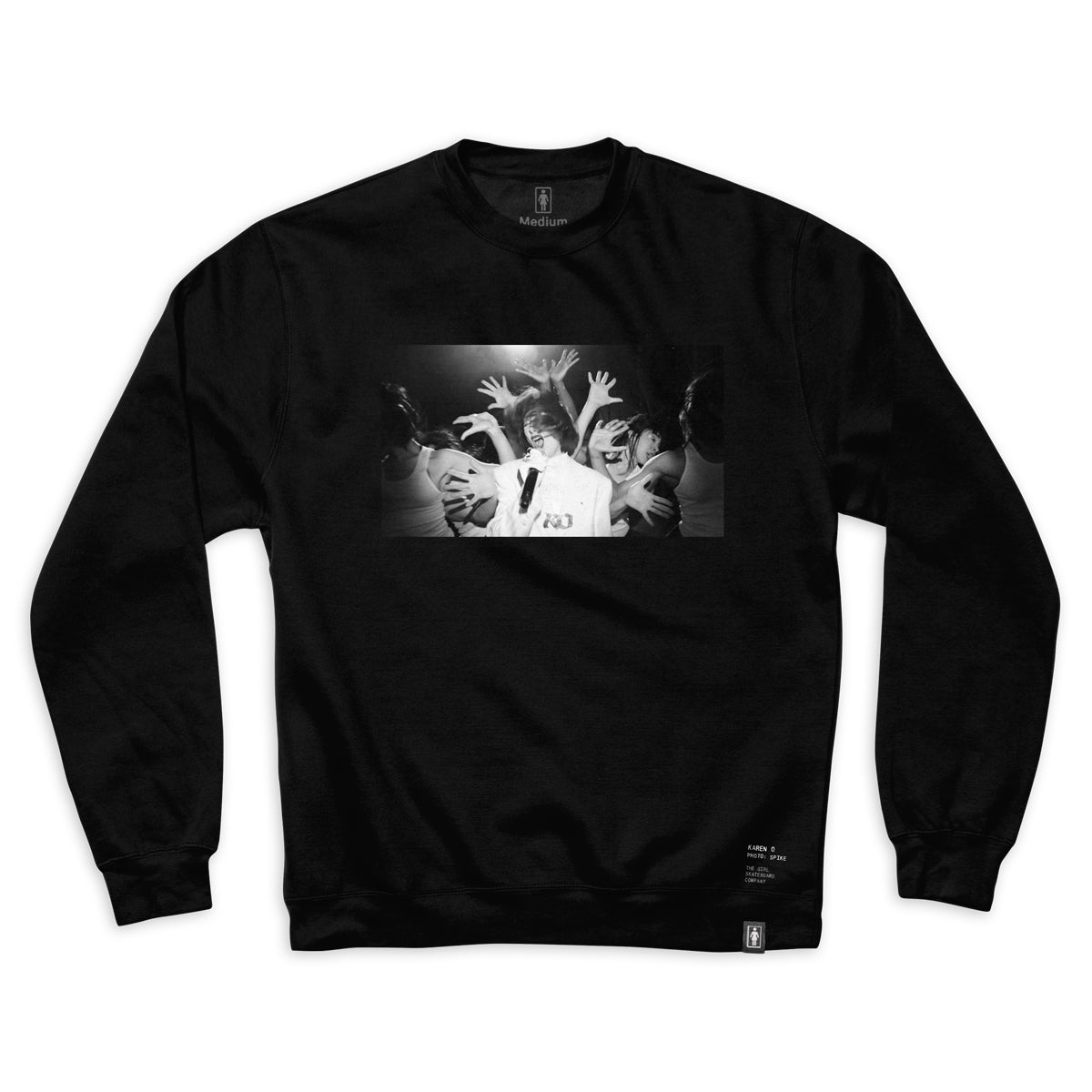 GIRL KAREN O CREW NECK FLEECE - BLACK