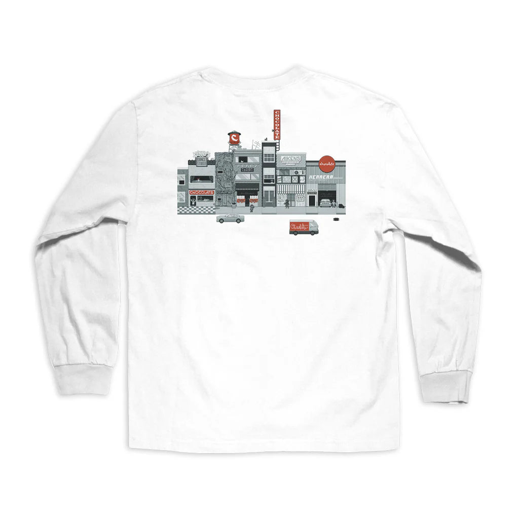 Chocolate Skateboards Pixel City Long Sleeve Tee - White