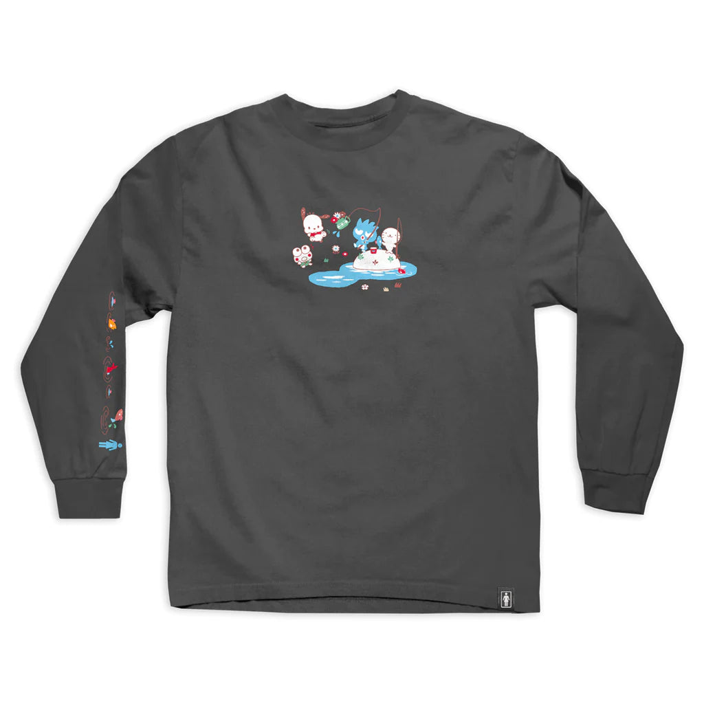 Girl Skateboards Fishing L/S Tee - Charcoal