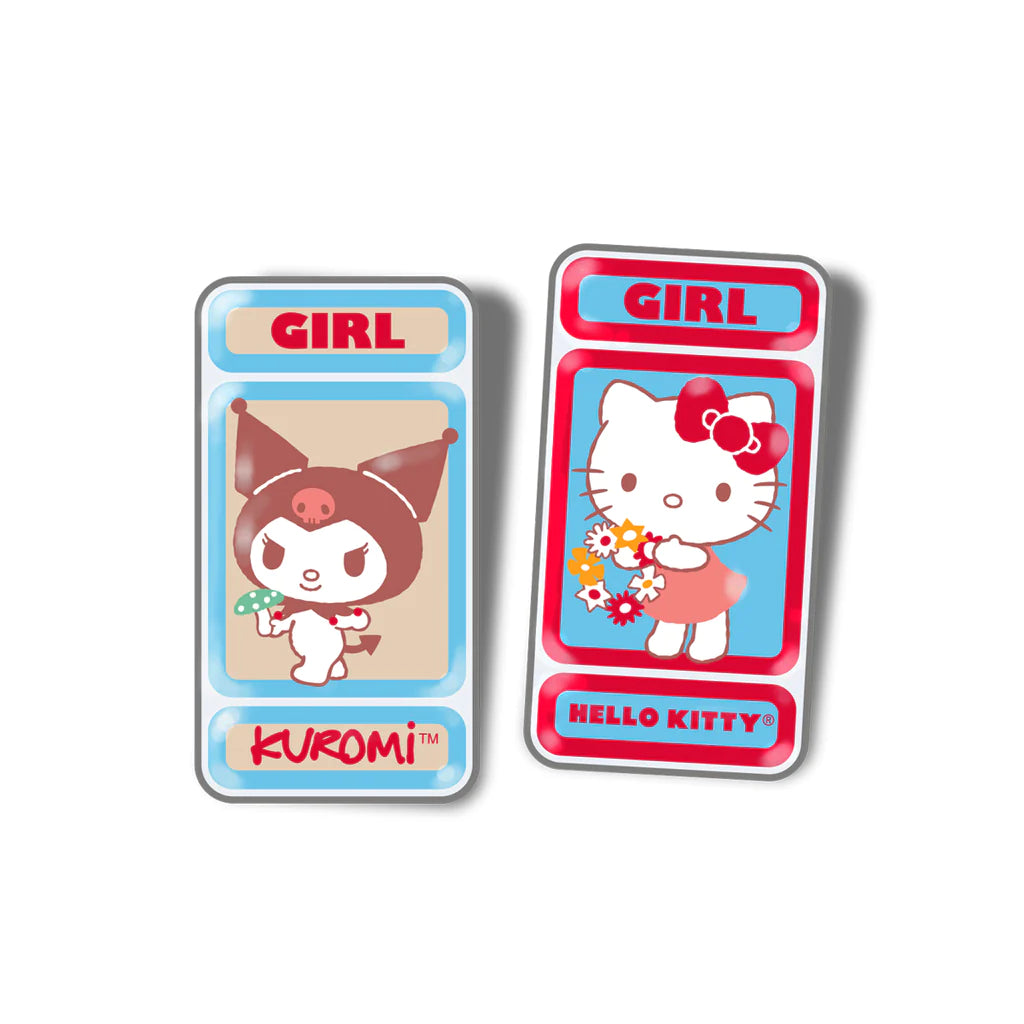 Girl Skateboards Kitty/Kuromi Enamel Pin (Set of 2)