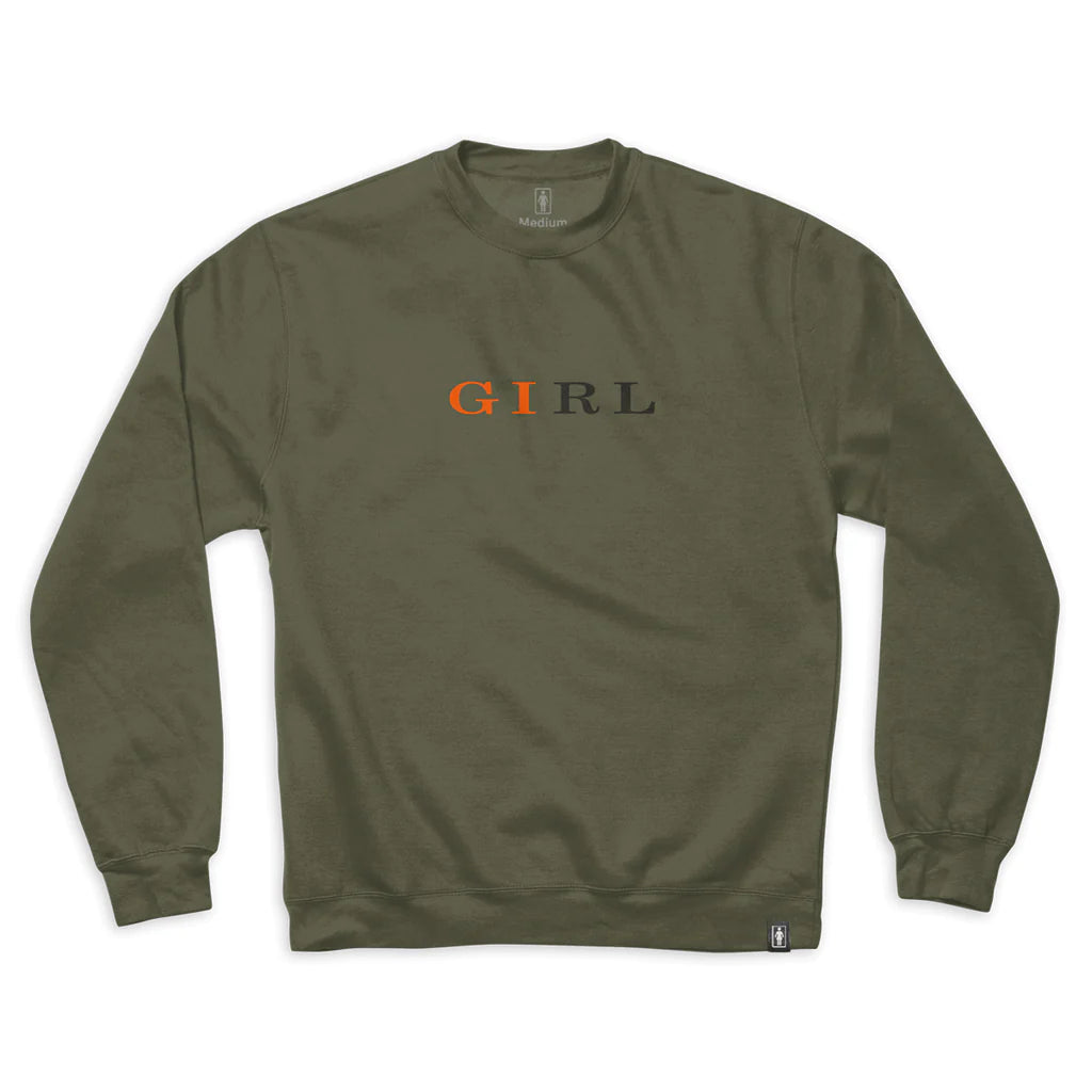 Girl Skateboards Serif Crew Neck Fleece - Army Green