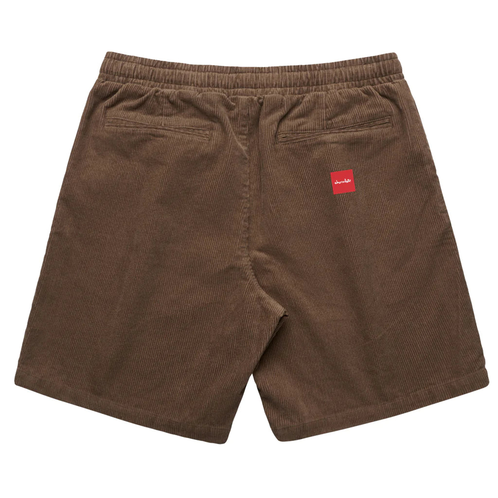 chocolate skateboards cord shorts brown back