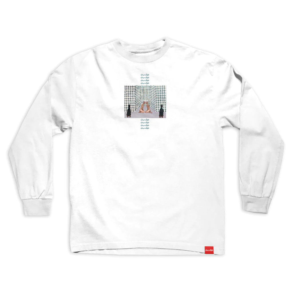 chocolate skateboards doberman long sleeve tee white 