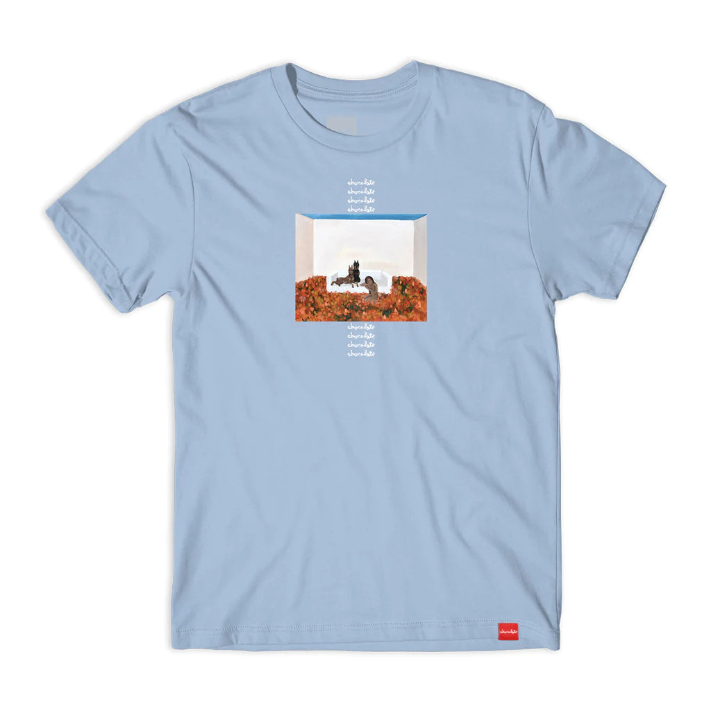 chocolate skateboards doberman tee light BLUE 