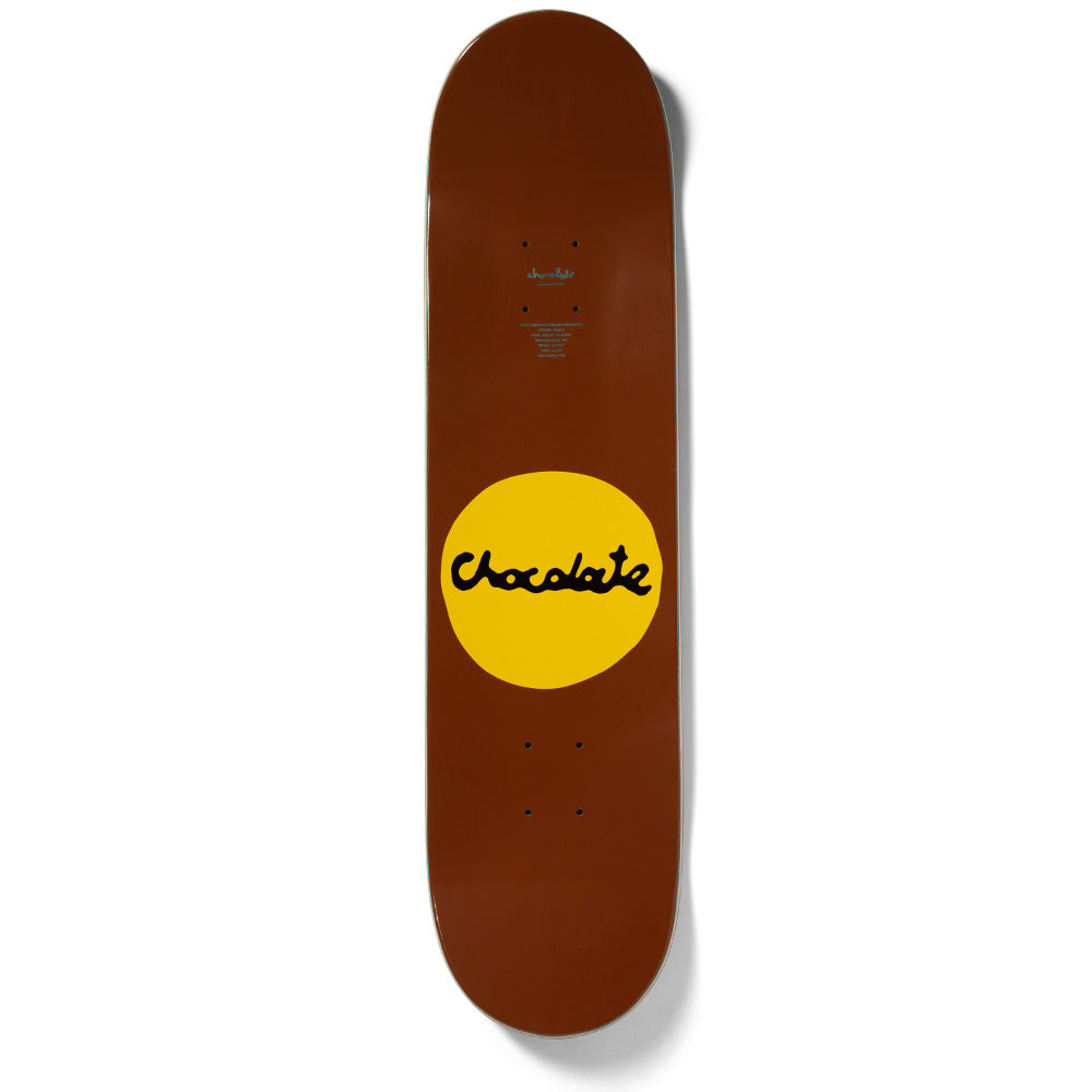 Crailstore Canada. Chocolate Aikens McFetridge Drips Deck - Top view with dipped wood finish and pre-drilled holes for trucks.