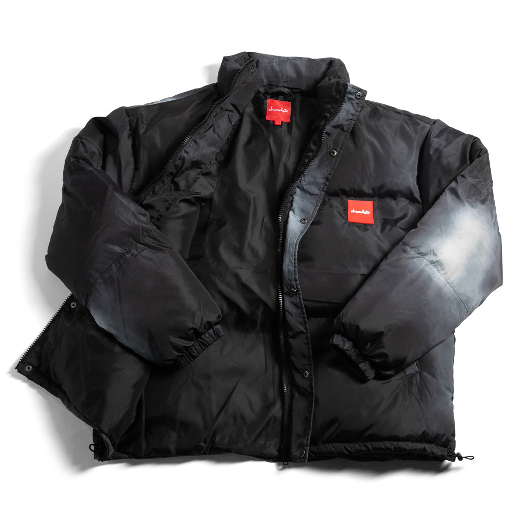 Crailstore Canada. Chocolate Super Haze Nylon Puffer Jacket (Chocolate) - Front view of zip-up puffer jacket with high collar and padded construction.