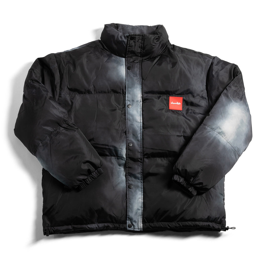 Crailstore Canada. Chocolate Super Haze Nylon Puffer Jacket (Chocolate) - Front view of zip-up puffer jacket with high collar and padded construction.