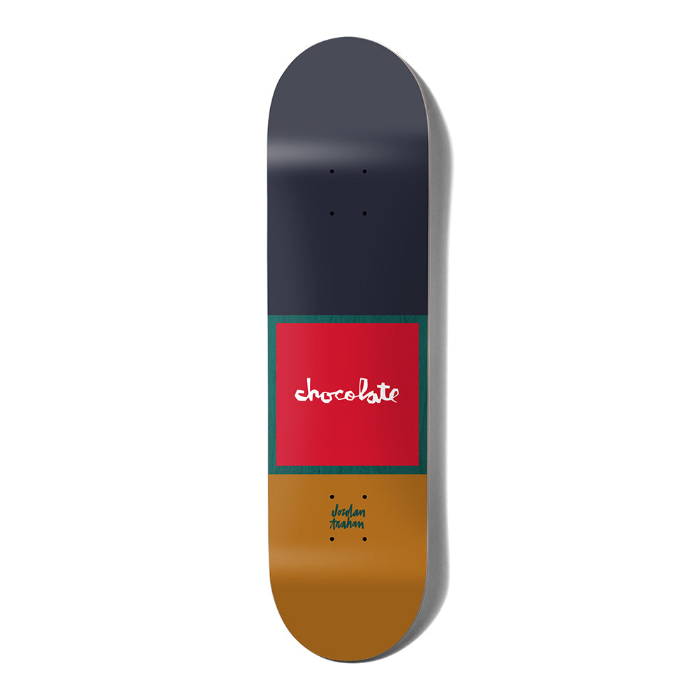 Crailstore Canada. Chocolate Trahan Red Square Deck - Bottom view featuring Red Square graphic design and Trahan’s name in the classic chocolate cursive lettering.