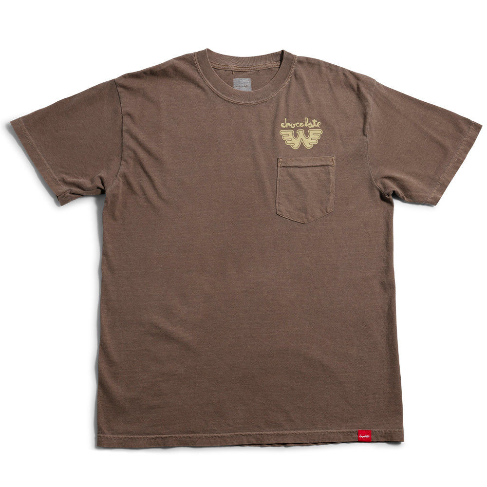 Crailstore Canada. Chocolate Waylon W Pocket Tee (Brown) - Brown short sleeve tee with printed chest pocket detail and soft cotton construction.