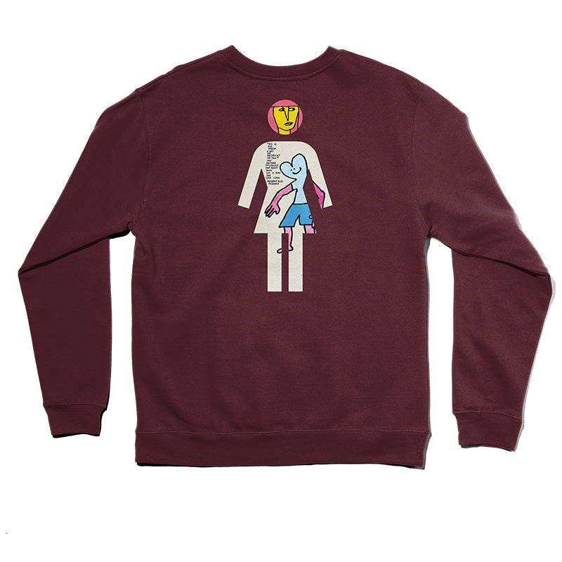 Crailtap Canada. Back view of Burgundy Gonz Crewneck.
