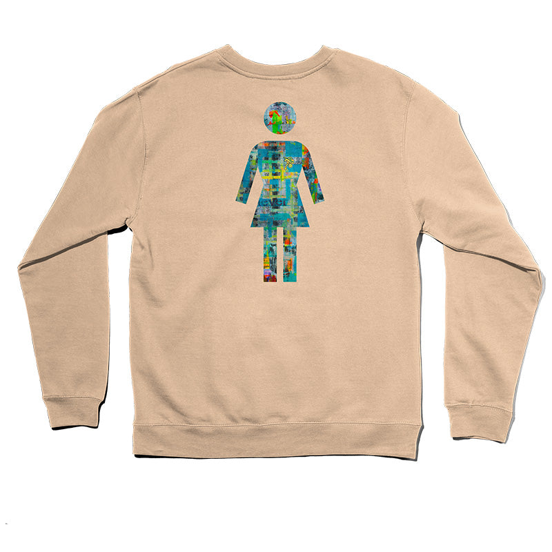 Crailtap Canada. Lance Crewneck (Sand) - Rear view showing plain back and durable fleece construction with a generous, comfortable silhouette.