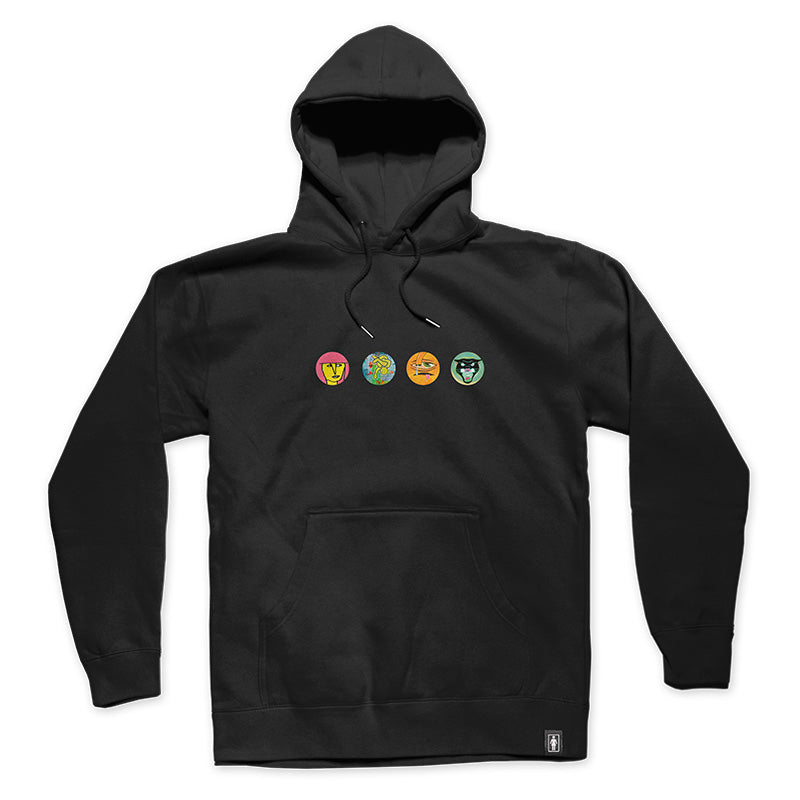 Crailtap Canada. Legend Heads Hoodie (Black) - Lightweight 6.5 oz fleece hoodie in black with front chest graphic. Standard fit with a soft, pre-laundered finish.