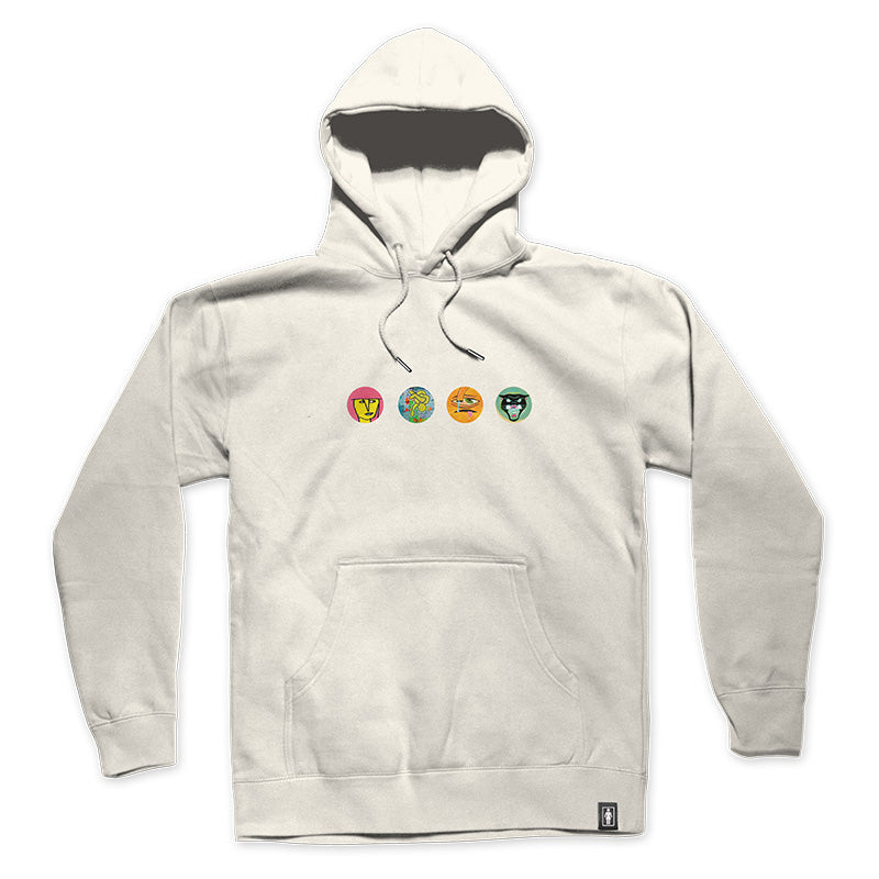 Crailtap Canada. Legend Heads Hoodie (Bone) - Bone-colored hoodie made from soft fleece, featuring front chest graphic. Clean silhouette and lightweight feel for everyday comfort.