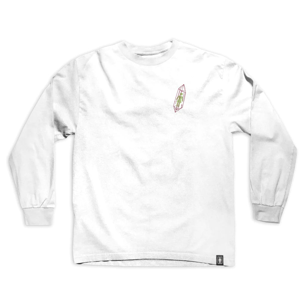 girl skateboards crystalize ls tee white