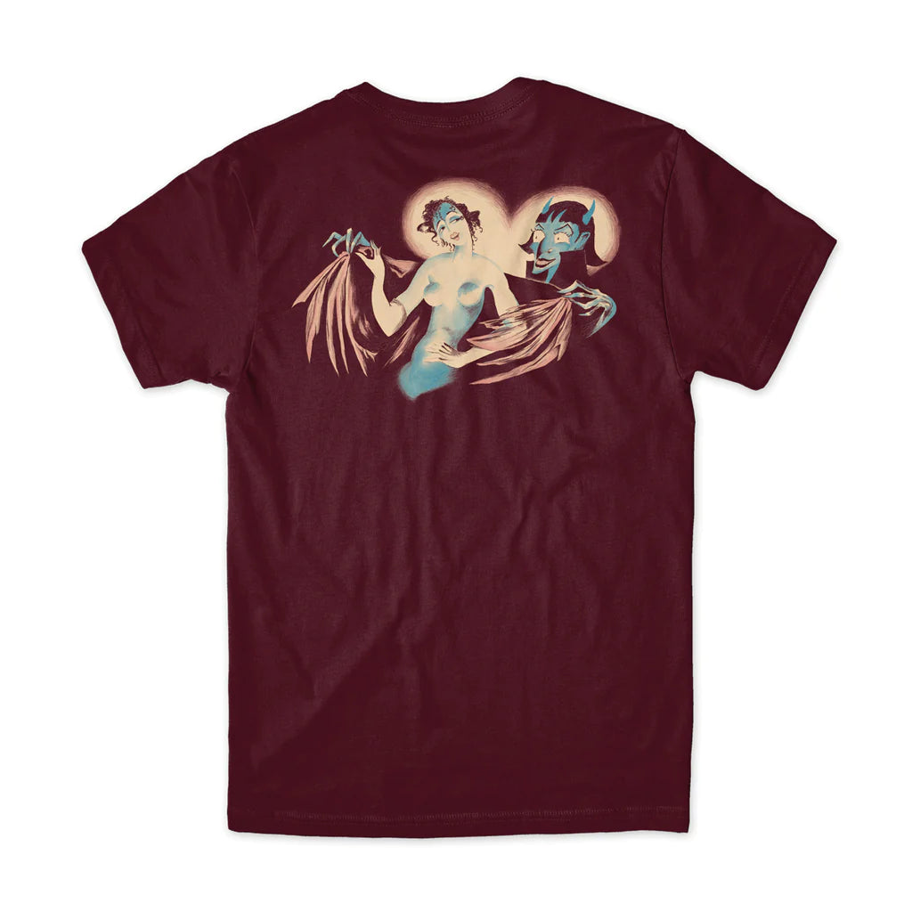 girl skateboards seductress tee marron back