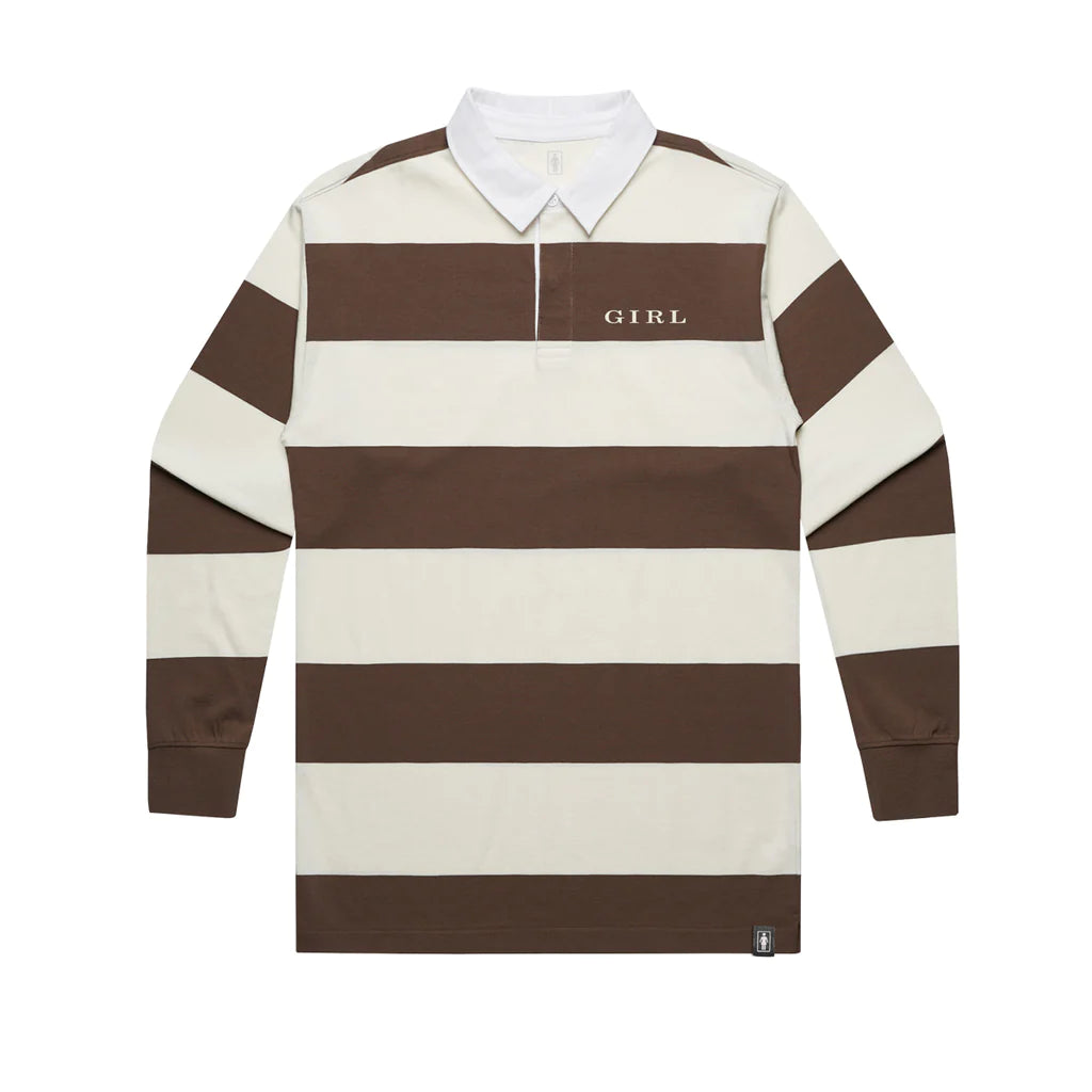 girl skateboards serif rugby jersey brown 