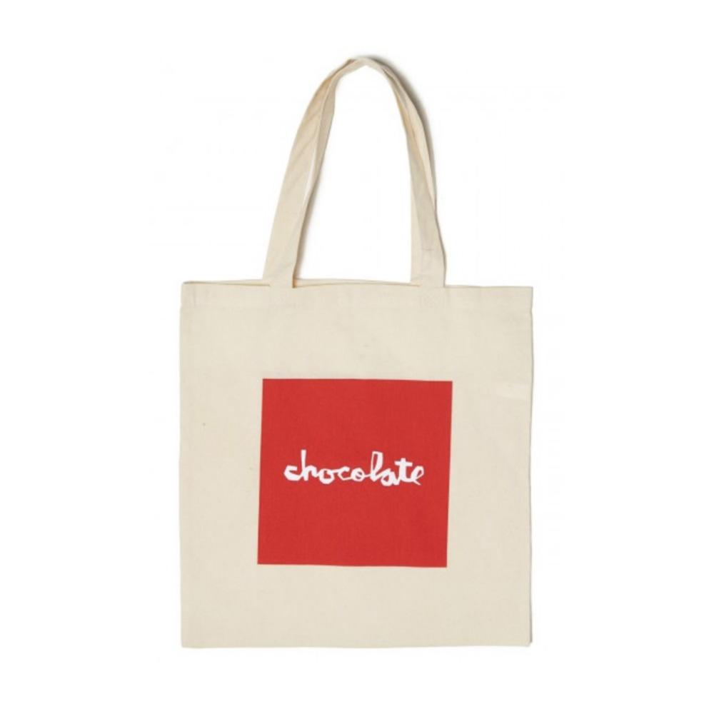 CHOCOLATE RED SQUARE CANVAS TOTE NATURAL