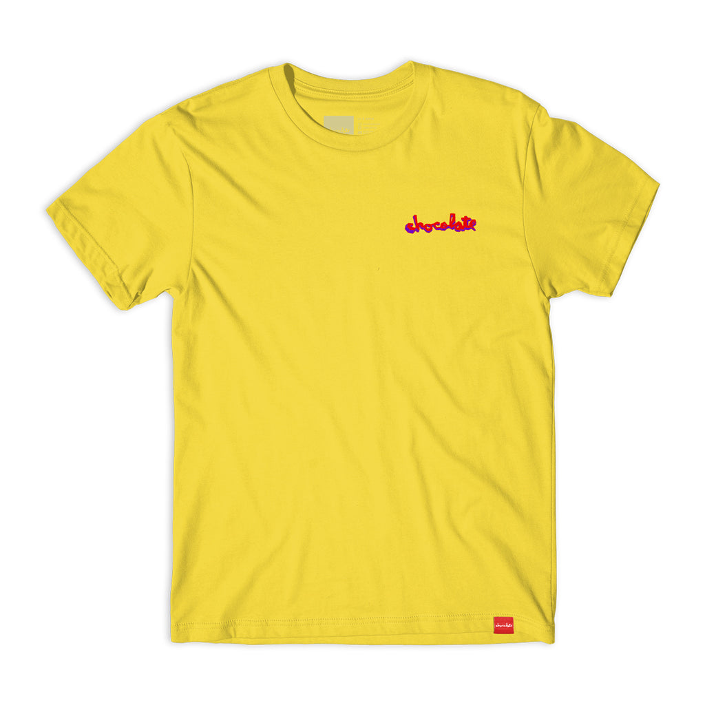 CHOCOLATE SKATEBOARDS LIFTED SQUARE YOUTH TEE YELLOW FRONT 