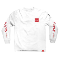 Chocolate Skateboards Super Power Long Sleeve Tee White front 