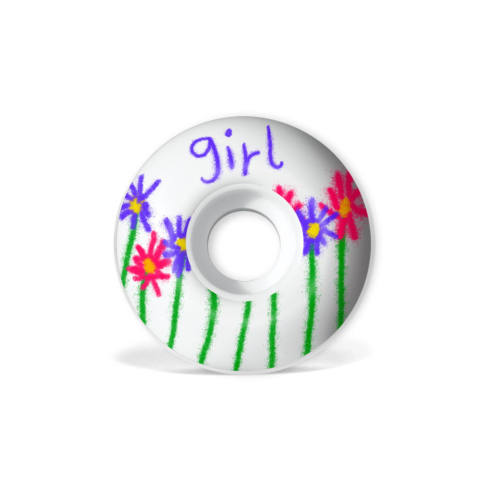 Girl skateboard wheels flowers staple 54mm back