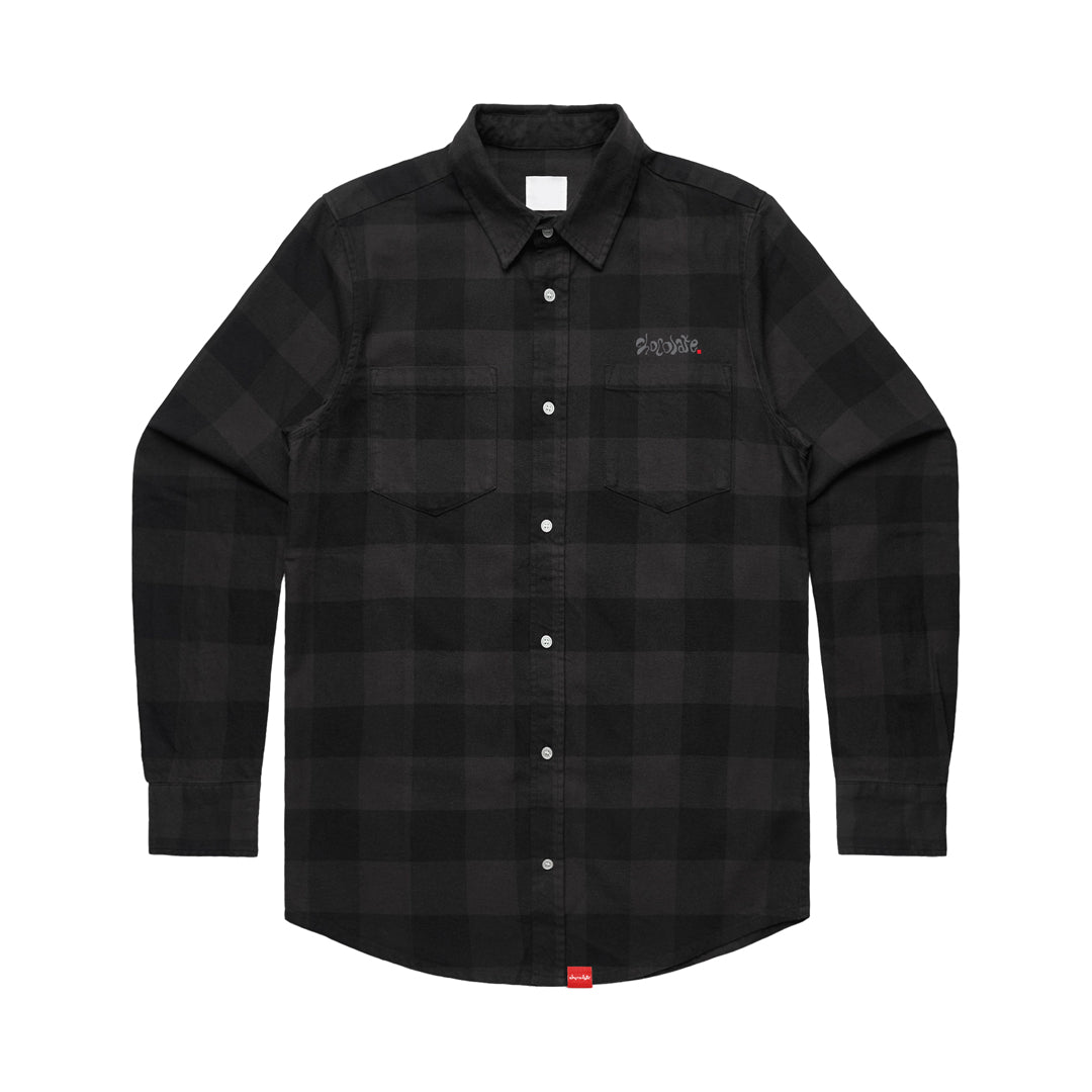 chocolate skateboards melted flannel shirt coal front 