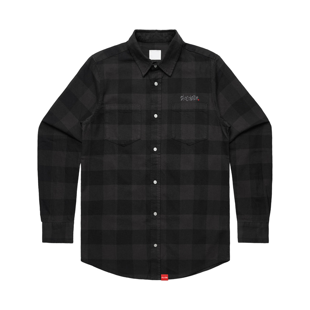 chocolate skateboards melted flannel shirt coal front 